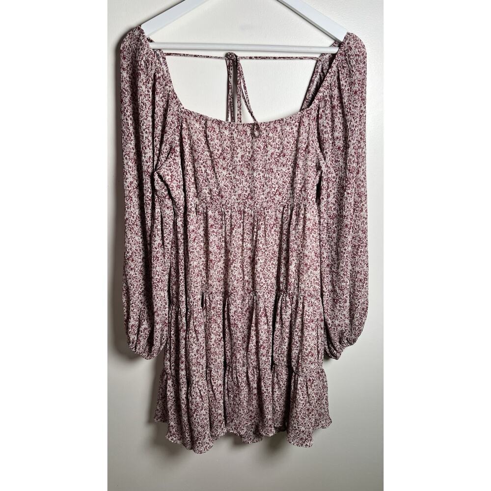 Lucy Paris Womens Small Tiered Floral Smocked Ballon Sleeve Mini Dress‎